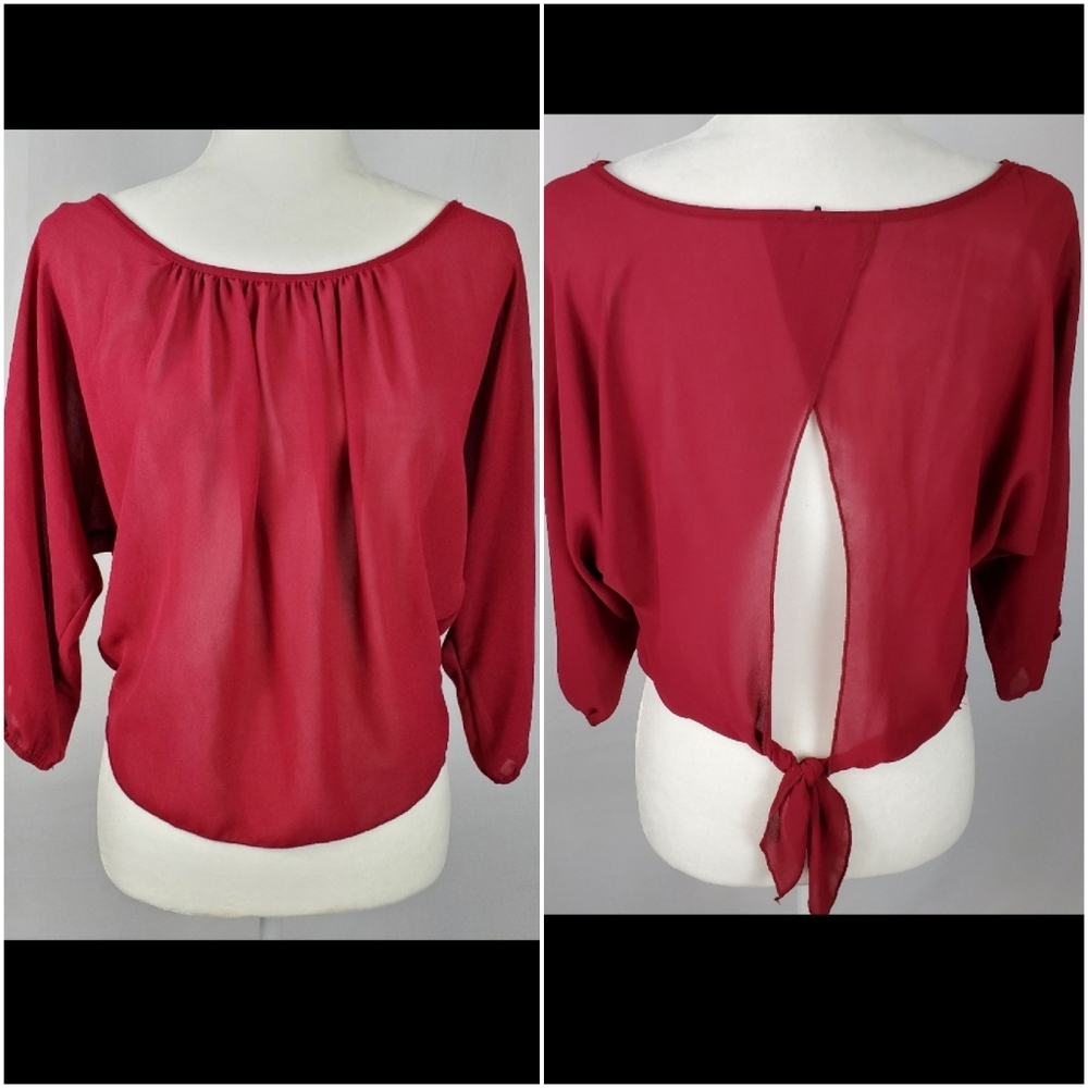 Vivace red top open back with knot small boho
